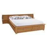 Lit rangement en bois miel 160 x 200 cm