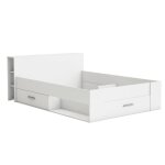 Lit rangement effet bois blanc 140 x 190 cm