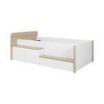 Lit rangement effet bois clair et blanc 90 x 200 cm