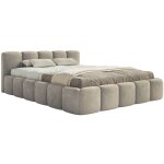 Lit rembourr 160x200 cm, velours hydrofuge, gris - beige
