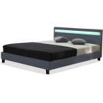 Lit en simili cuir gris 140 x 190 cm