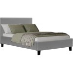 Lit en simili cuir gris 90 x 190 cm