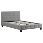 Lit simple capitonn� en tissu, gris, avec strass, 120 x 190 cm