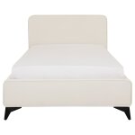 Lit simple en tissu peau de p�che, blanc, avec sommier, 90 x 190 cm