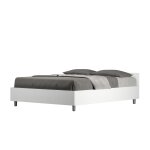 Lit avec sommier 140x190 effet bois frne blanc