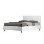 Lit avec sommier 140x190 tte de lit droite effet bois frne blanc