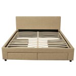 Lit avec sommier et 4 tiroirs, beige, 140x190 cm Lit avec sommier et 4 tiroirs, beige, 140x190 cm