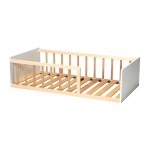 Lit avec sommier blanc et bois clair 70x140