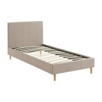 Lit avec sommier  lattes et tte de lit, beige, 90 x 190cm