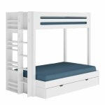 Lit superposé 4 places bois massif blanc 120x190 cm Lit superposé 4 places bois massif blanc 120x190 cm