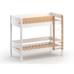 Lit superposé 90x190 en pin massif blanc et bois Lit superposé 90x190 en pin massif blanc et bois