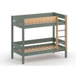 Lit superposé 90x190 en pin massif kaki et bois Lit superposé 90x190 en pin massif kaki et bois