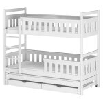Lit superposé 90x200 sommier lit gigogne et tiroirs inclus - blanc Lit superposé 90x200 sommier lit gigogne et tiroirs inclus - blanc