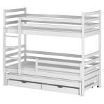 Lit superpos� 90x200 sommier lit gigogne et tiroirs inclus - blanc