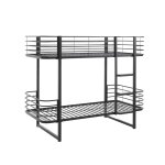 Lits superposs 90x200cm mtal noir coins arrondis