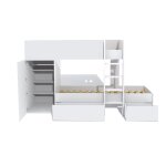 Lit superpos avec armoire et 2 tiroirs 90 x 190 cm