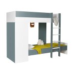 Lit superpos avec armoire 90x190 blanc et vert
