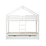 Lit superpos� cabane + lit pieds pliants bois blanc 90x190 / 90x190cm