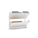 Lit superpos escamotable avec matelas blanc 192x214x102cm