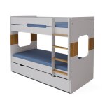 Lit superposé gigogne effet bois blanc 90x190 cm Lit superposé gigogne effet bois blanc 90x190 cm