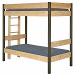 Lit superpos noir et bois 90x190 cm