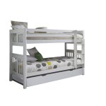 Lit superpos + lit pieds pliants en bois blanc 90x190cm