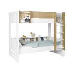 Lit superposé avec rangement blanc et bois Lit superposé avec rangement blanc et bois