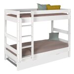 Lit superpos avec sommier gigogne bois massif blanc 80x190 cm