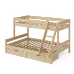 Lit superpos avec tiroirs, naturel bois 207. 6 x 131cm