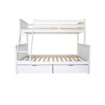 Lit superpos triple avec 2 tiroirs bois bois blanc 155x201x141cm