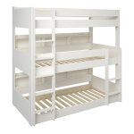 Lit superposé triple avec rangements pin massif blanc 90x200 Lit superposé triple avec rangements pin massif blanc 90x200