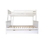 Lit superpos triple avec lit tiroir bois blanc 155x201x141cm