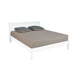 Lit avec tête de lit en bois massif blanc 140x190 Lit avec tête de lit en bois massif blanc 140x190