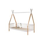 Lit tipi 90x200 blanc et bois