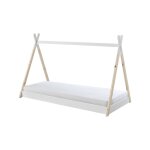 Lit tipi 90x200 montessori blanc et bois