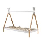 Lit tipi 90x200 sommier tiroir inclus beige blanc Lit tipi 90x200 sommier tiroir inclus beige blanc