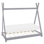 Lit tipi enfant 70x140 cm matelas et sommier inclus bois gris clair