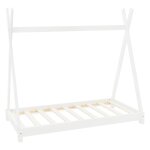 Lit tipi enfant 70x140 cm avec sommier  lattes bois de pin blanc