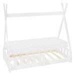 Lit tipi enfant 70x140 cm sommier matelas et barri�re inclus blanc