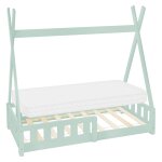 Lit tipi enfant 70x140 cm sommier matelas et barri�re inclus menthe