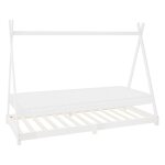 Lit tipi enfant 90x200 cm matelas et sommier inclus bois de pin blanc