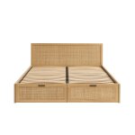 Lit à tiroirs cannage rotin 140x190 sommier inclus Lit à tiroirs cannage rotin 140x190 sommier inclus
