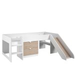 Lit toboggan effet bois et blanc 90 x 200 cm Lit toboggan effet bois et blanc 90 x 200 cm