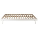 Lit vintage en bois blanc 140x190 avec sommier  lattes