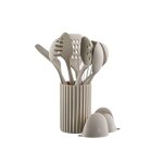 Lot de 11 ustensiles de cuisine en bois beige d