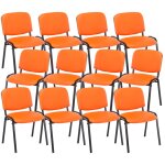 Lot de 12 chaises de visiteurs en similicuir orange