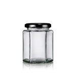 Lot de 12 pots à confiture en verre 283 ml avec couvercles noir Lot de 12 pots à confiture en verre 283 ml avec couvercles noir