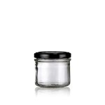 Lot de 12 verrines en verre 130 ml avec couvercles noir Lot de 12 verrines en verre 130 ml avec couvercles noir