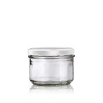 Lot de 12 verrines en verre 262 ml avec couvercles blanc Lot de 12 verrines en verre 262 ml avec couvercles blanc