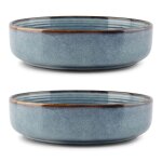 Lot de 2 assiette creuse bleu en grès 22xh6cm Lot de 2 assiette creuse bleu en grès 22xh6cm